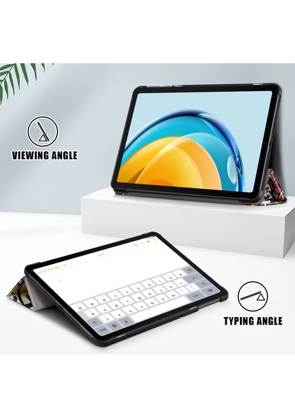 Huawei Matepad Se 10.4-Inç Için Pu Deri Kılıf, Desen Baskı Üç Katlı Stand Tablet Kapak-Graffiti (Yurt Dışından)