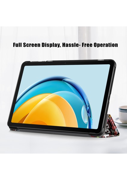 Huawei Matepad Se 10.4-Inç Için Pu Deri Kılıf, Desen Baskı Üç Katlı Stand Tablet Kapak-Graffiti (Yurt Dışından)