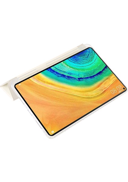 Huawei Matepad 10.4(2022)/(2020)/HONOR V6 Kılıf Deri Tablet Kılıfı, Üç Katlı Stand-Beyaz (Yurt Dışından)