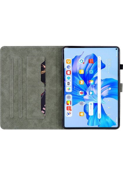 Huawei Matepad Pro 11 (2022) Için Pu Deri Standlı Kılıf Baskılı Sevimli Kaplan Desenli Anti-Damla Flip Tablet Kapaklı Kart Tutucu-Mor (Yurt Dışından)