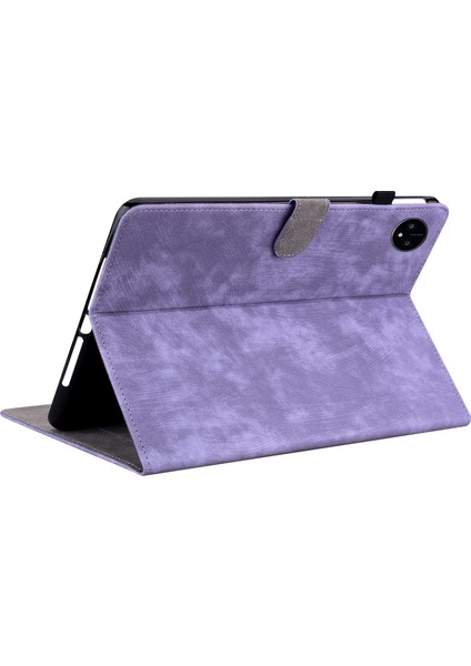 Huawei Matepad Pro 11 (2022) Için Pu Deri Standlı Kılıf Baskılı Sevimli Kaplan Desenli Anti-Damla Flip Tablet Kapaklı Kart Tutucu-Mor (Yurt Dışından)