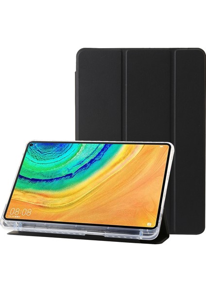 Huawei Matepad 10.4(2022)/(2020)/HONOR V6 Kılıf Deri Tablet Kılıfı, Üç Katlı Stand-Siyah (Yurt Dışından)