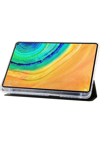 Huawei Matepad 10.4(2022)/(2020)/HONOR V6 Kılıf Deri Tablet Kılıfı, Üç Katlı Stand-Siyah (Yurt Dışından)