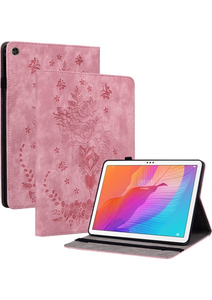 Huawei Enjoy Tablet 2/matepad T 10S/T 10 9.7 Inç Baskılı Tasarım Standı Tablet Pu Deri Kılıf Kapak-Pembe (Yurt Dışından)