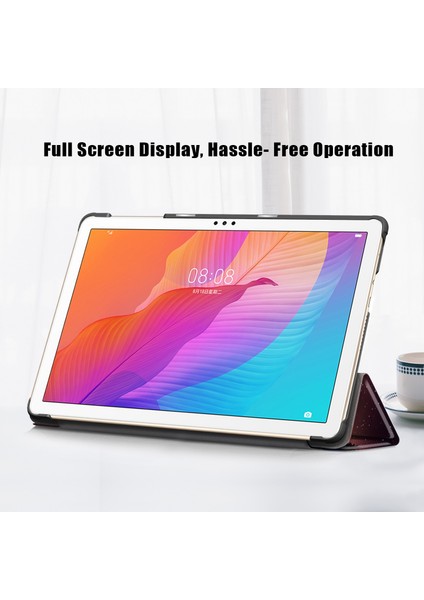 Honor Pad X8/x8 Lite/huawei Matepad T 10 Desen Baskı Pu Deri Üç Katlı Stand Kapağı Düşmeye Dayanıklı Tablet Koruyucu Kılıf-Gece Vakti (Yurt Dışından)