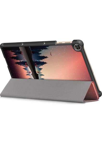 Honor Pad X8/x8 Lite/huawei Matepad T 10 Desen Baskı Pu Deri Üç Katlı Stand Kapağı Düşmeye Dayanıklı Tablet Koruyucu Kılıf-Gece Vakti (Yurt Dışından)