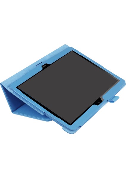 Huawei Mediapad T3 10 Için Çizilmez Şık Darbeye Dayanıklı Litchi Deri Kılıf Destekli Stand-Mavi (Yurt Dışından)