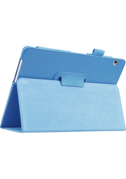 Huawei Mediapad T3 10 Için Çizilmez Şık Darbeye Dayanıklı Litchi Deri Kılıf Destekli Stand-Mavi (Yurt Dışından)
