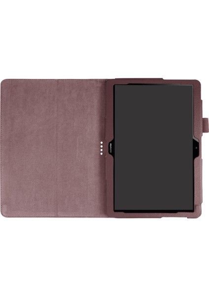 Huawei Mediapad T3 10 Için Çizilmez Şık Darbeye Dayanıklı Litchi Deri Kılıf Destekli Stand-Kahverengi (Yurt Dışından)