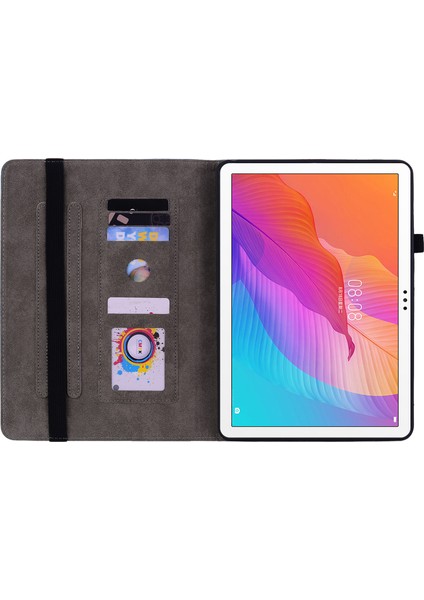 Huawei Enjoy Tablet 2/matepad T 10S/T 10 9.7 Inç Baskılı Tasarım Standı Tablet Pu Deri Kılıf Kapak-Kırmızı (Yurt Dışından)