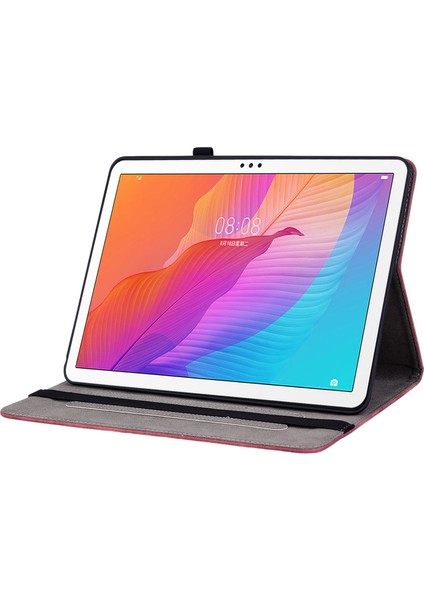 Huawei Enjoy Tablet 2/matepad T 10S/T 10 9.7 Inç Baskılı Tasarım Standı Tablet Pu Deri Kılıf Kapak-Kırmızı (Yurt Dışından)