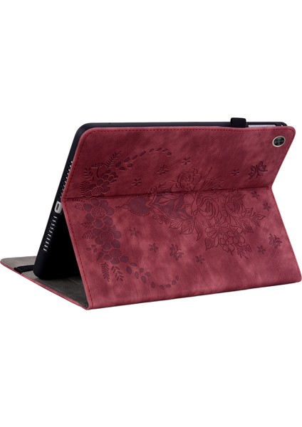 Huawei Enjoy Tablet 2/matepad T 10S/T 10 9.7 Inç Baskılı Tasarım Standı Tablet Pu Deri Kılıf Kapak-Kırmızı (Yurt Dışından)