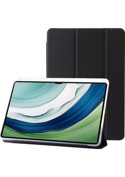 Huawei Matepad Pro 13.2 Tablet Kılıfı Darbeye Dayanıklı Tpu+Akrilik+Pu Üç Katlı Stand Kapağı-Siyah (Yurt Dışından)