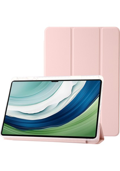 Huawei Matepad Pro 13.2 Tablet Kılıfı Darbeye Dayanıklı Tpu+Akrilik+Pu Üç Katlı Stand Kapağı-Pembe (Yurt Dışından)