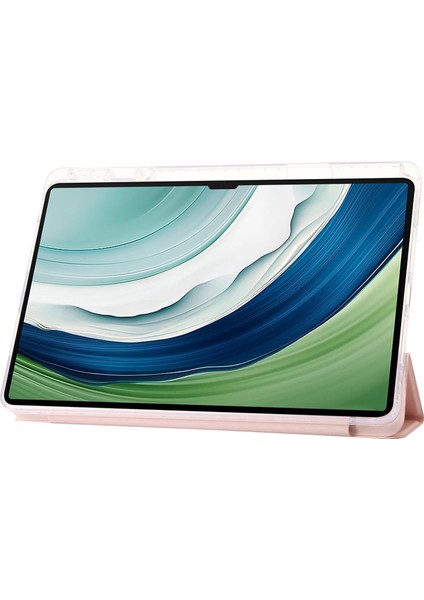 Huawei Matepad Pro 13.2 Tablet Kılıfı Darbeye Dayanıklı Tpu+Akrilik+Pu Üç Katlı Stand Kapağı-Pembe (Yurt Dışından)