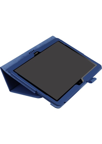 Huawei Mediapad T3 10 Için Çizilmez Şık Darbeye Dayanıklı Litchi Deri Kılıf Destekli Stand-Koyu Mavi (Yurt Dışından)