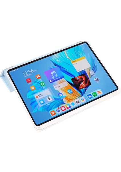 Huawei Matepad 11.5 S Kılıf Üç Katlı Stand Pu Deri+Tpu+Şeffaf Akrilik Tablet Kılıfı-Bebek Mavisi (Yurt Dışından)