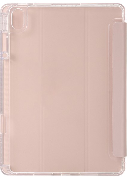 Huawei Matepad 11.5 S Kılıf Üç Katlı Stand Pu Deri+Tpu+Şeffaf Akrilik Tablet Kapağı-Pembe (Yurt Dışından)