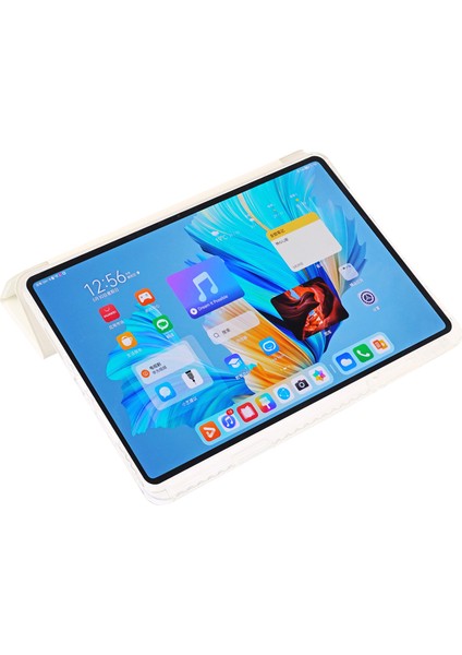 Huawei Matepad 11.5 S Kılıf Üç Katlı Stand Pu Deri+Tpu+Şeffaf Akrilik Tablet Kapağı-Beyaz (Yurt Dışından)