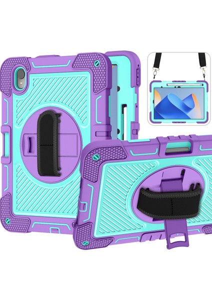 Silikon + Pc Tablet Kılıfı Huawei Matepad 11(2023)DARBEYE Dayanıklı Kickstand Kapak Bilek Bandı/omuz Askısı-Mor+Nane Yeşili (Yurt Dışından)