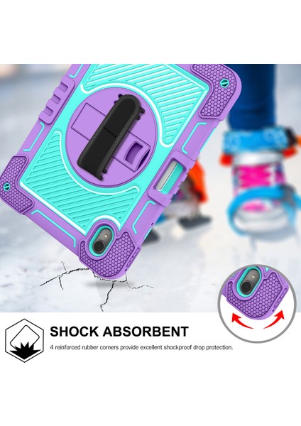 Silikon + Pc Tablet Kılıfı Huawei Matepad 11(2023)DARBEYE Dayanıklı Kickstand Kapak Bilek Bandı/omuz Askısı-Mor+Nane Yeşili (Yurt Dışından) modelleri