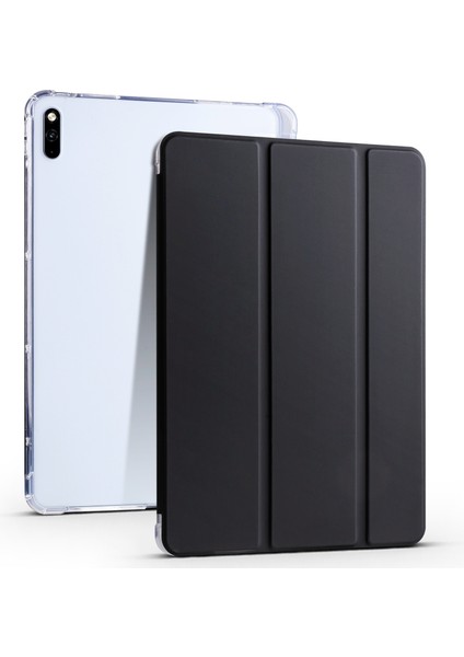 Huawei Matepad 10.4(2022)/(2020)ÜÇ Katlı Stand Tablet Kapak Pu Deri Otomatik Uyku/uyandırma Akıllı Kılıf Kalem Tutucu-Siyah (Yurt Dışından)