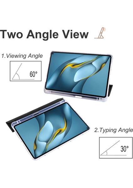 Huawei Matepad 10.4(2022)/(2020)ÜÇ Katlı Stand Tablet Kapak Pu Deri Otomatik Uyku/uyandırma Akıllı Kılıf Kalem Tutucu-Siyah (Yurt Dışından)