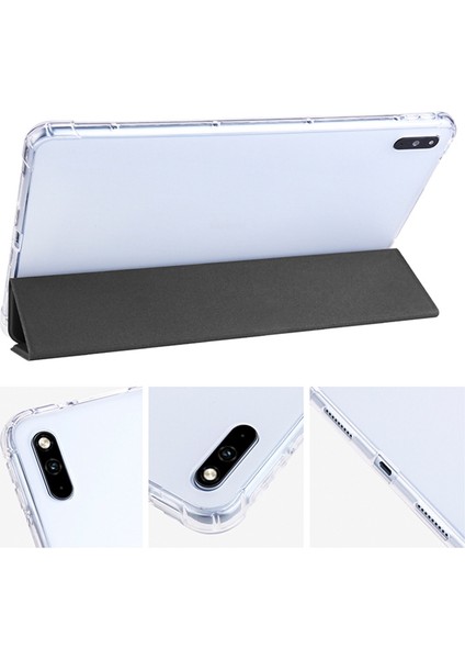 Huawei Matepad 10.4(2022)/(2020)ÜÇ Katlı Stand Tablet Kapak Pu Deri Otomatik Uyku/uyandırma Akıllı Kılıf Kalem Tutucu-Siyah (Yurt Dışından)