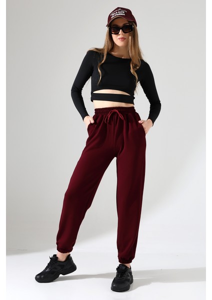 Kadın Modal Kumaş Yüksek Bel Çift Cepli Yumuşak Dokulu Lastik Paça Detaylı Eşofman Altı