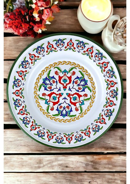 30 No 30 cm Emaye Yemek Tabağı Tabak Servis Yemek Kamp Piknik, Çeyiz, Hediye