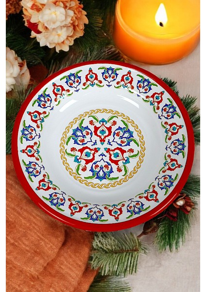 24 No Emaye Yemek Tabak, Servis, Yemek Kamp, Piknik, Çeyiz 24 cm