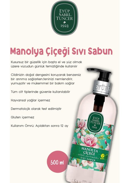 Sabun Paket 500 ml Manolya Çiçeği, Beyaz Sabun, Çeşme Limonu, Zeytinyağlı, Japon Kiraz Çiçeği ve Rosie