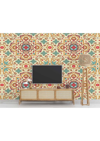 Renkli Çini Motifli Duvar Kağıdı modelleri