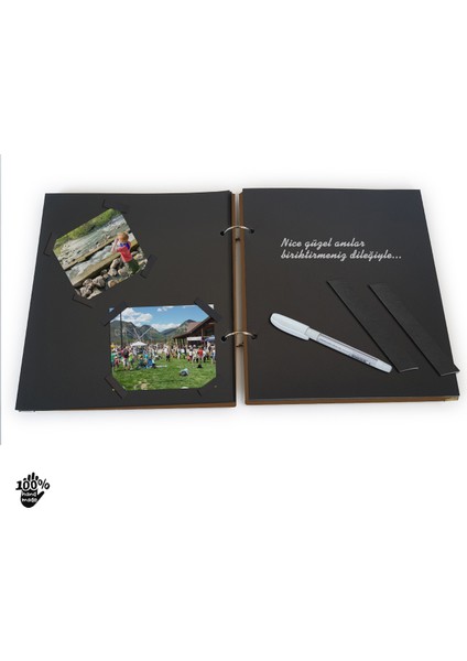 Suni Deri Kaplı Kapaklı Fotoğraf Makinası Temalı Albüm Anı Defteri 23X20 Cm. 15 Yaprak Siyah fırsatları