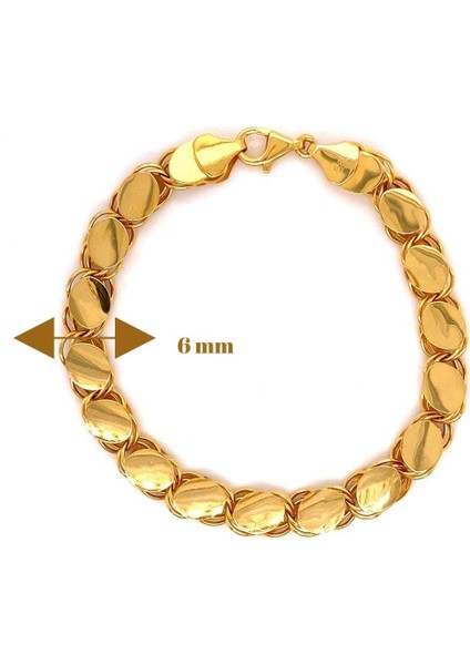 14 Ayar Altın 6 mm Pullu Zincir Bileklik