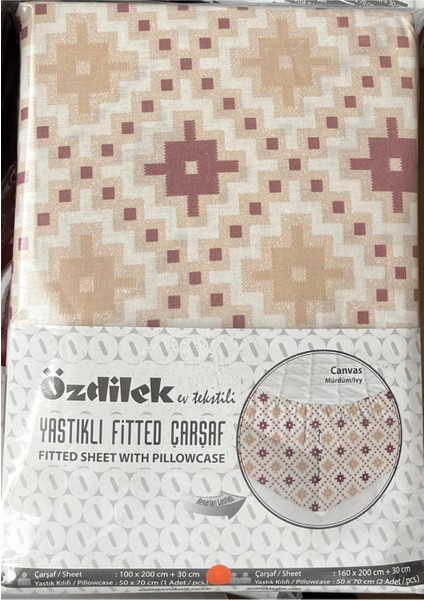 Fitted Lastikli Çarşaf Seti Yastıklı Çarşaf %100 Pamuk Ranforce 160 x 200 Murdum Canvas