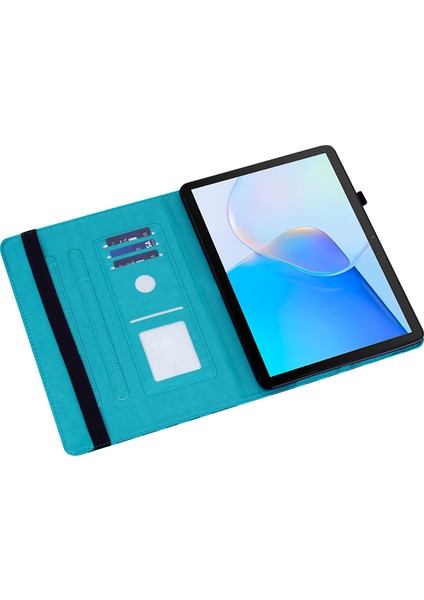 Honor Pad X9 Kılıf Pu Deri Ağaç Geyik Desenli Katlanır Stand Tablet Kapak-Mavi (Yurt Dışından)