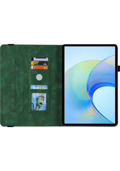 Honor Pad X8 Pro/pad X9 Deri Kapak Baskılı Çevirme Standı Kart Tutucu Tablet Kılıfı-Yeşil (Yurt Dışından)