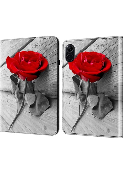 Honor Pad X9 Kılıf Pu Deri Folyo Standı Desen Baskı Tablet Kapak-Gül (Yurt Dışından)