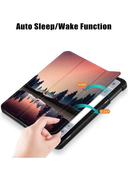 Huawei Matepad Se 10.4-Inç Için Pu Deri Kılıf, Desen Baskı Üç Katlı Stand Tablet Kapağı-Gece Vakti (Yurt Dışından)