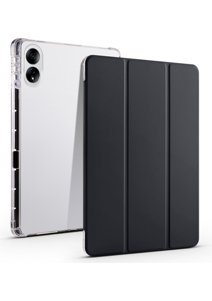 Onur Magicpad 13 Için Pu Deri Şeffaf Tpu Tablet Kılıfı Üç Katlı Standı Tablet Kapak ile Kalem Tutucu-Siyah (Yurt Dışından)