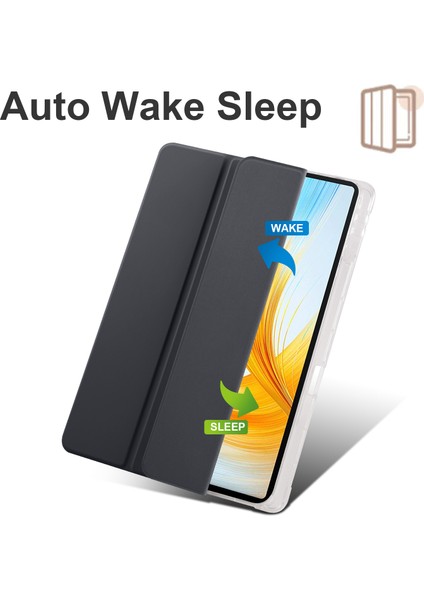 Onur Magicpad 13 Için Pu Deri Şeffaf Tpu Tablet Kılıfı Üç Katlı Standı Tablet Kapak ile Kalem Tutucu-Siyah (Yurt Dışından)