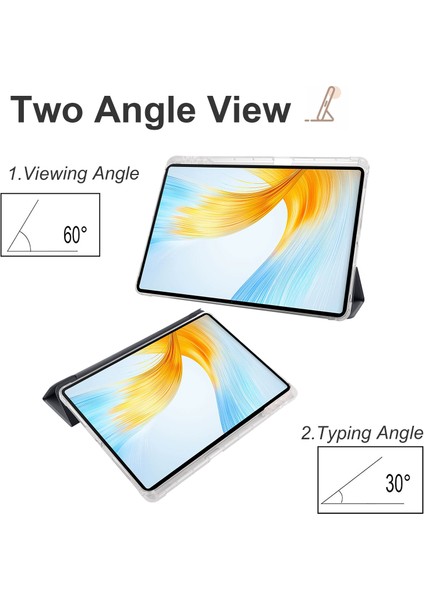 Onur Magicpad 13 Için Pu Deri Şeffaf Tpu Tablet Kılıfı Üç Katlı Standı Tablet Kapak ile Kalem Tutucu-Siyah (Yurt Dışından)