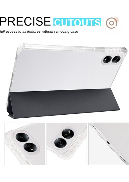 Onur Magicpad 13 Için Pu Deri Şeffaf Tpu Tablet Kılıfı Üç Katlı Standı Tablet Kapak ile Kalem Tutucu-Siyah (Yurt Dışından)
