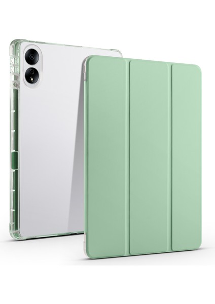 Onur Magicpad 13 Için Pu Deri Şeffaf Tpu Tablet Kılıfı Üç Katlı Standı Tablet Kapak ile Kalem Tutucu-Matcha Yeşil (Yurt Dışından)