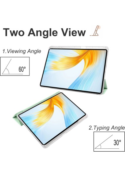 Onur Magicpad 13 Için Pu Deri Şeffaf Tpu Tablet Kılıfı Üç Katlı Standı Tablet Kapak ile Kalem Tutucu-Matcha Yeşil (Yurt Dışından)