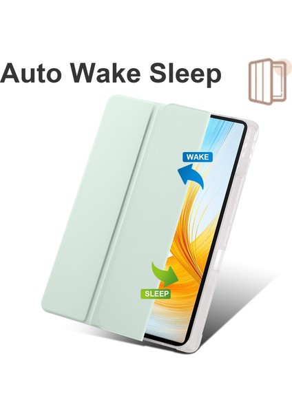 Onur Magicpad 13 Için Pu Deri Şeffaf Tpu Tablet Kılıfı Üç Katlı Standı Tablet Kapak ile Kalem Tutucu-Açık Yeşil (Yurt Dışından)