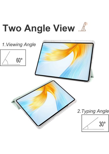 Onur Magicpad 13 Için Pu Deri Şeffaf Tpu Tablet Kılıfı Üç Katlı Standı Tablet Kapak ile Kalem Tutucu-Açık Yeşil (Yurt Dışından)
