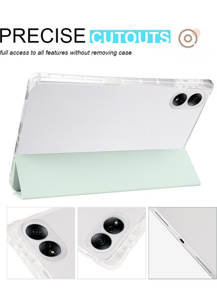 Onur Magicpad 13 Için Pu Deri Şeffaf Tpu Tablet Kılıfı Üç Katlı Standı Tablet Kapak ile Kalem Tutucu-Açık Yeşil (Yurt Dışından)