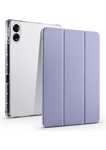 Onur Magicpad 13 Için Pu Deri Şeffaf Tpu Tablet Kılıfı Üç Katlı Standı Tablet Kapak ile Kalem Tutucu-Mor (Yurt Dışından)